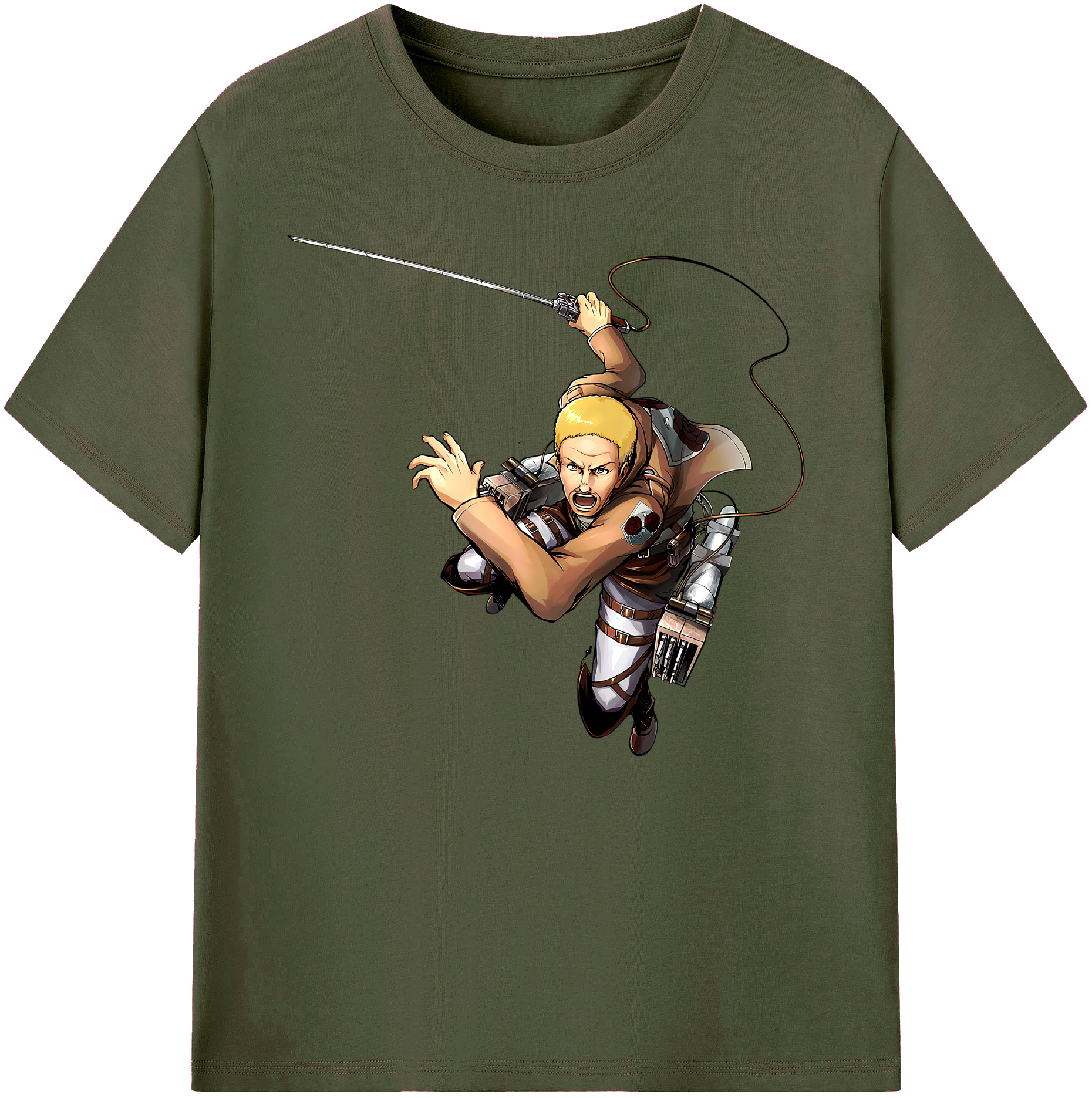（画像用） 進撃の巨人 ハンネス Attack on Titan Hannes 綿100％ メンズ半袖Tシャツ｜肌触りやわらか＆通気性